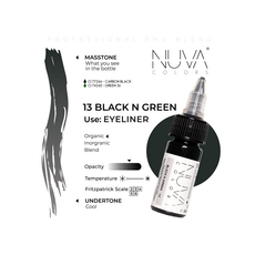 Kwadron Nuva Colors BLACK N GREEN Pigment Pleoape Micropigmentare 15ml, image , 3 image