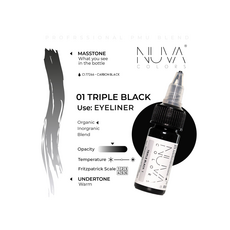 Kwadron Nuva Colors TRIPLE BLACK Pigment Pleoape Micropigmentare 15ml, image , 3 image