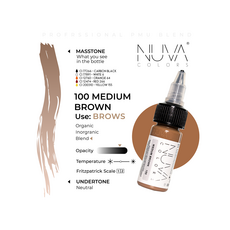 Kwadron Nuva Colors MEDIUM BROWN Pigment Sprancene Micropigmentare 15ml, image , 3 image