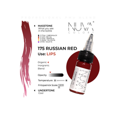 Kwadron Nuva Colors RUSSIAN RED Pigment Buze Micropigmentare 15ml, image , 3 image