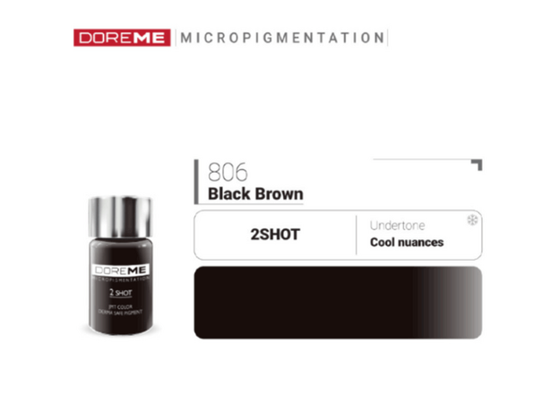 Doreme BLACK BROWN 2SHOT Pigment Sprancene Micropigmentare 15ml, image , 2 image