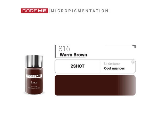 Doreme WARM BROWN 2SHOT Pigment Sprancene Micropigmentare 15mll, image , 2 image