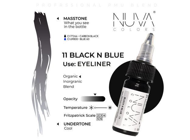 Kwadron Nuva Colors BLACK N BLUE Pigment Pleoape Micropigmentare 15ml, image , 3 image
