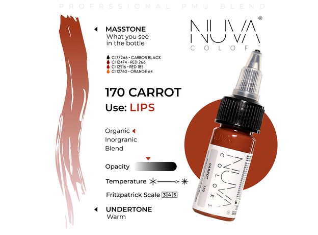 Kwadron Nuva Colors CARROT Pigment Buze Micropigmentare 15ml, image , 3 image