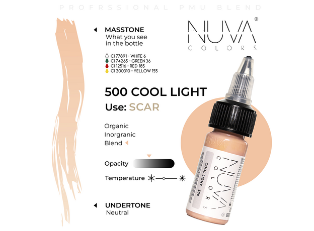 Kwadron Nuva Colors COOL LIGHT Pigment Medical Micropigmentare 15ml, image , 3 image