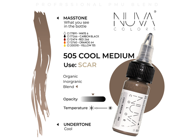 Kwadron Nuva Colors COOL MEDIUM Pigment Medical Micropigmentare 15ml, image , 3 image