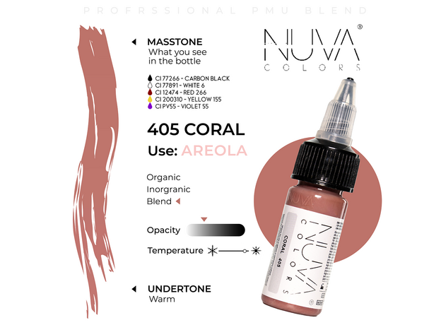 Kwadron Nuva Colors CORAL Pigment Medical Micropigmentare 15ml, image , 3 image