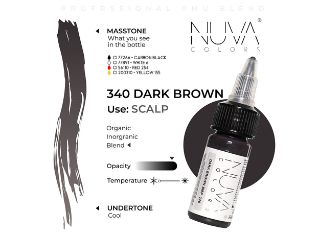Kwadron Nuva Colors DARK BROWN SMP Pigment Medical Micropigmentare 15ml, image , 3 image