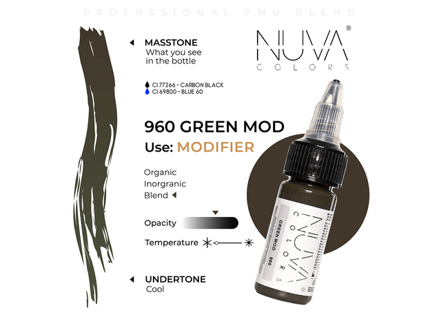 Kwadron Nuva Colors GREEN MOD Pigment Corector Micropigmentare 15ml, image , 3 image