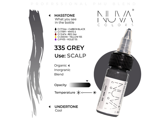 Kwadron Nuva Colors GREY SMP Pigment Medical Micropigmentare 15ml, image , 3 image