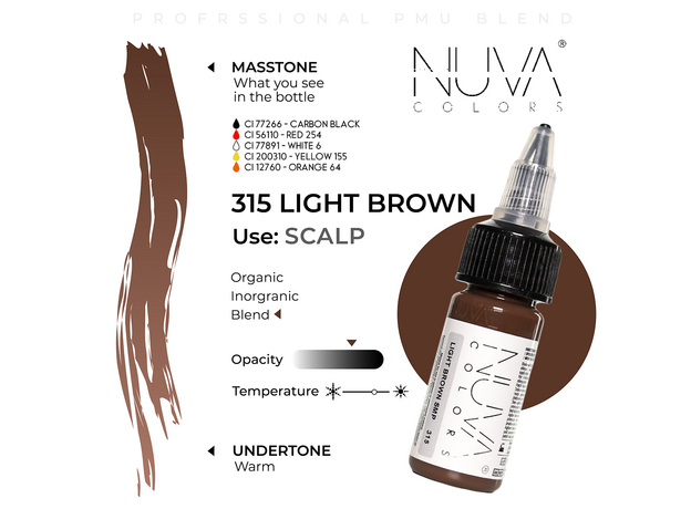 Kwadron Nuva Colors LIGHT BROWN Pigment Medical Micropigmentare 15ml, image , 3 image