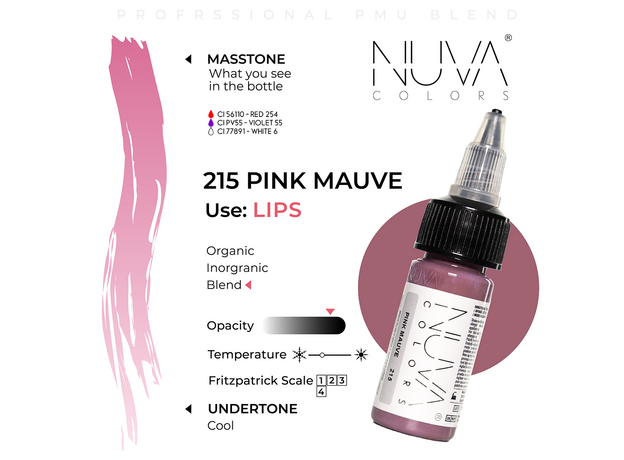 Kwadron Nuva Colors PINK MAUVE Pigment Buze Micropigmentare 15ml, image , 3 image