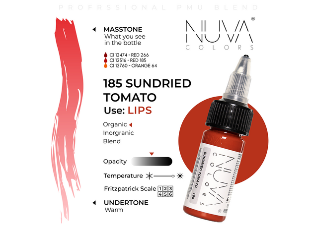 Kwadron Nuva Colors SUNDRIED TOMATO Pigment Buze Micropigmentare 15ml, image , 3 image