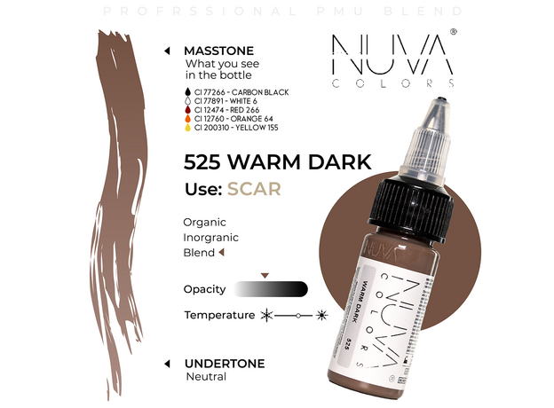 Kwadron Nuva Colors WARM DARK Pigment Pleoape Micropigmentare 15ml, image , 3 image