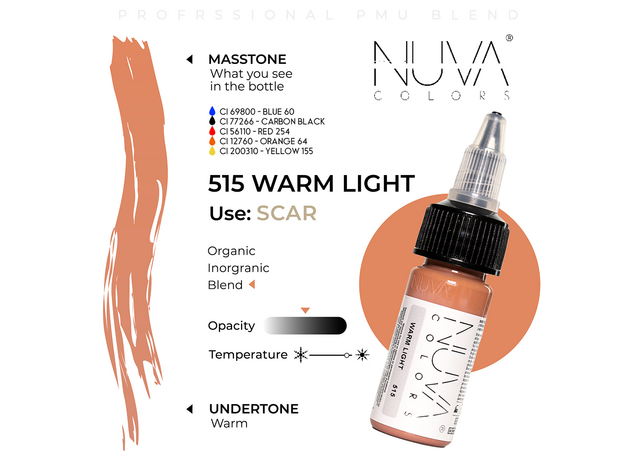 Kwadron Nuva Colors WARM LIGHT Pigment Pleoape Micropigmentare 15ml, image , 3 image