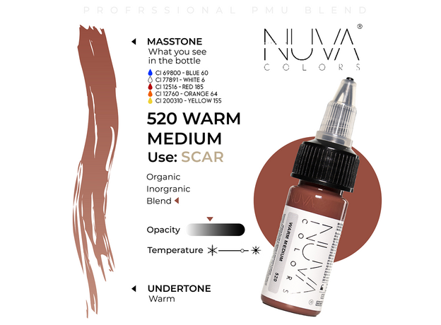 Kwadron Nuva Colors WARM MEDIUM Pigment Pleoape Micropigmentare 15ml, image , 3 image