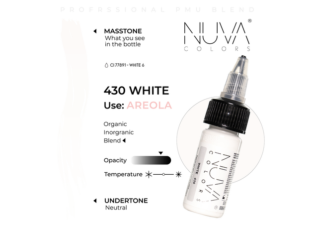 Kwadron Nuva Colors WHITE Pigment Medical Micropigmentare 15ml, image , 3 image